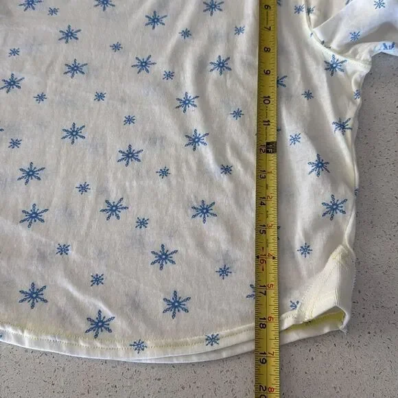 NWOT Free People Quilted Love Long Sleeves Snowflakes Ivory Top Crew Relaxed M - Picture 15 of 15